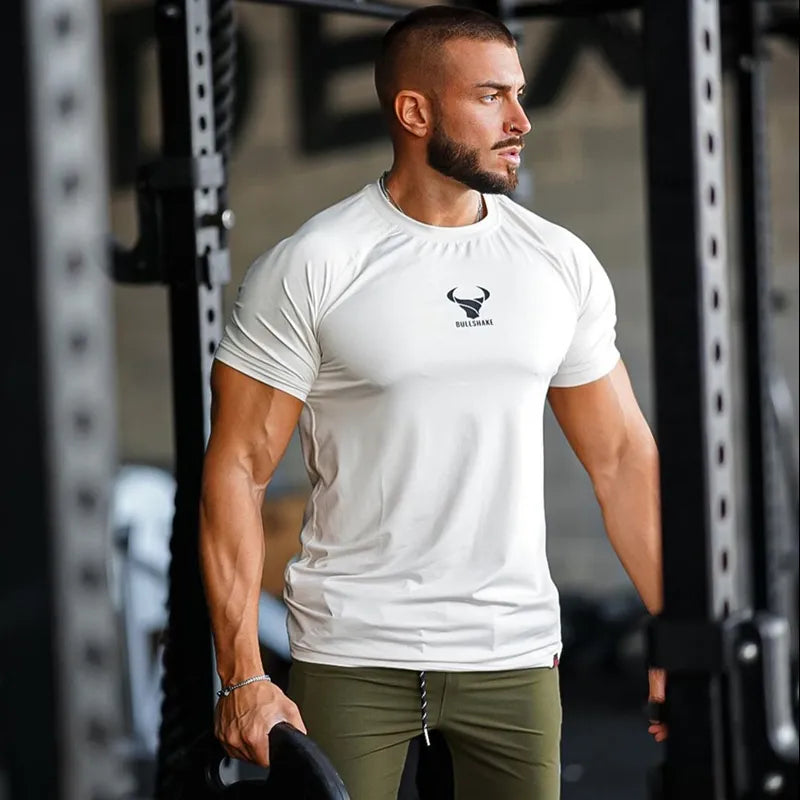 2023 Men Summer Short Sleeve Fitness T Shirt Running Sport Gym Muscle T Shirt Workout Casual High Quality Tops Clothing