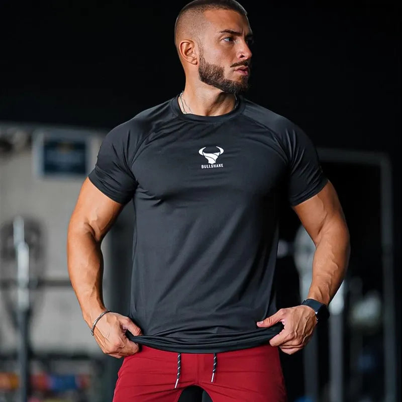 2023 Men Summer Short Sleeve Fitness T Shirt Running Sport Gym Muscle T Shirt Workout Casual High Quality Tops Clothing