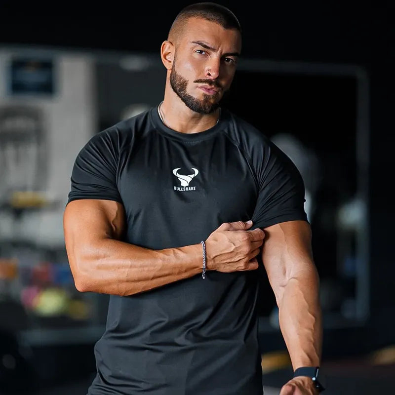 2023 Men Summer Short Sleeve Fitness T Shirt Running Sport Gym Muscle T Shirt Workout Casual High Quality Tops Clothing