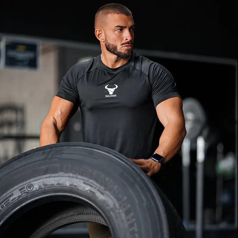 2023 Men Summer Short Sleeve Fitness T Shirt Running Sport Gym Muscle T Shirt Workout Casual High Quality Tops Clothing