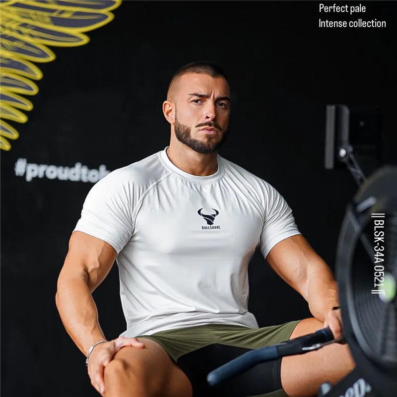 2023 Men Summer Short Sleeve Fitness T Shirt Running Sport Gym Muscle T Shirt Workout Casual High Quality Tops Clothing